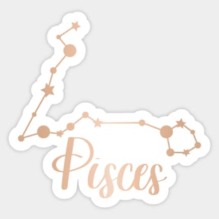 Pisces Zodiac Constellation in Rose Gold Sticker